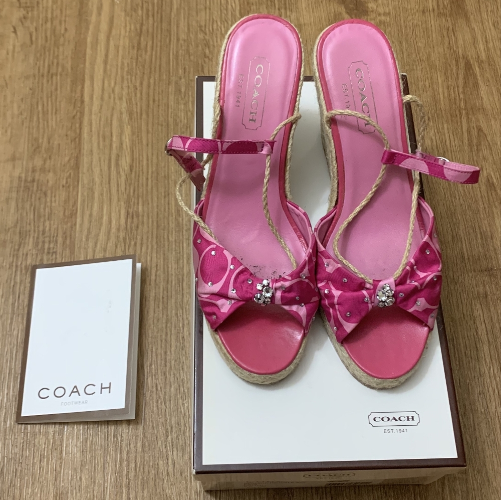 Coach Pink Espadrille Sandals with Bow